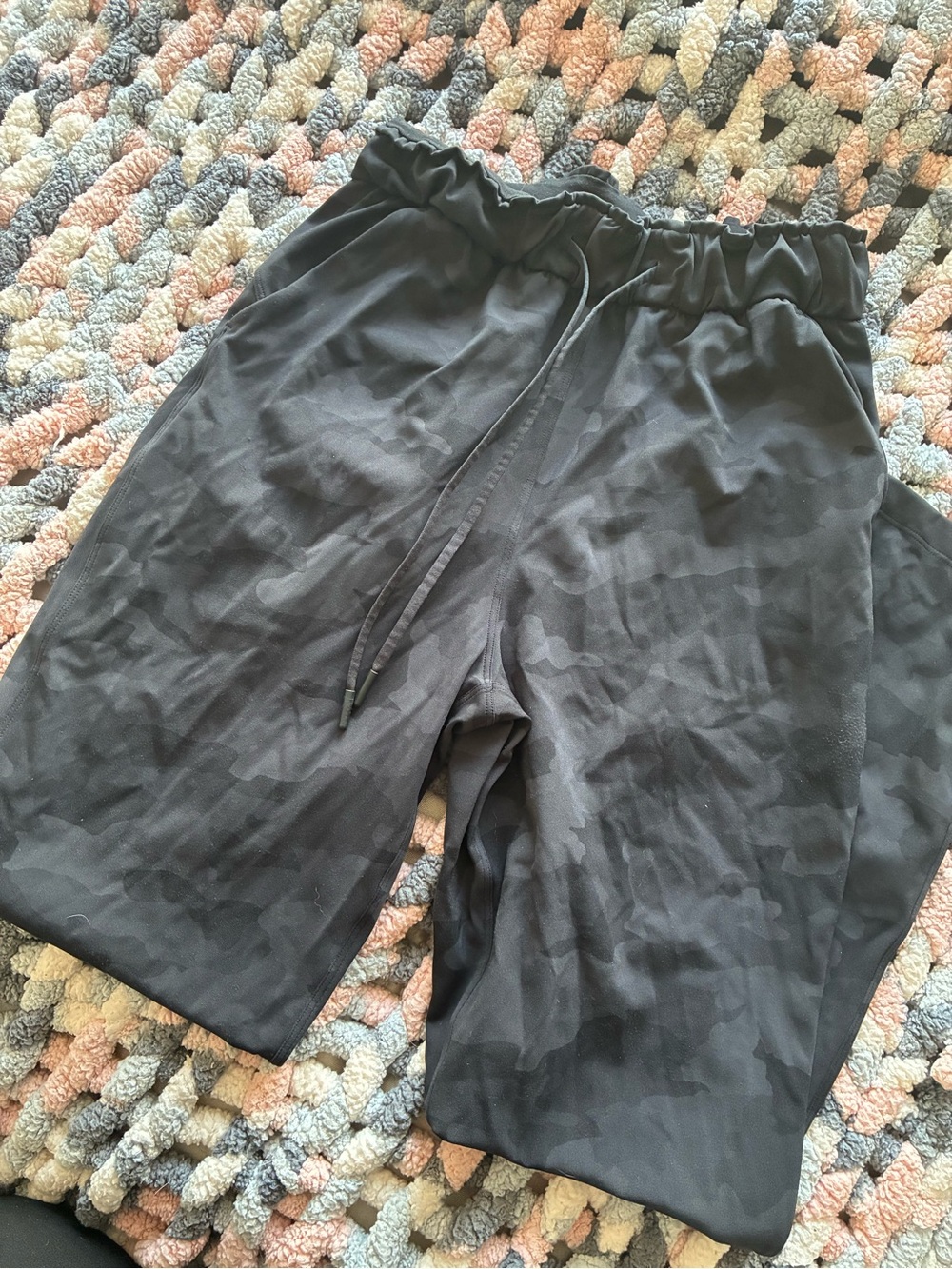 Black Camo Drawstring Pants